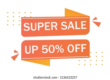 Abstract white web banner, business card, template SUPER SALE 50 percent - Vector illustration