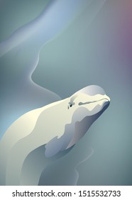 abstract white whale illustration vector