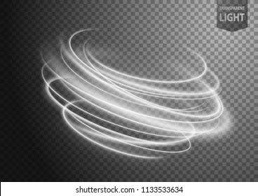 Abstract white winds line of light with a transparent background, isolated and easy to edit. Vector Illustration