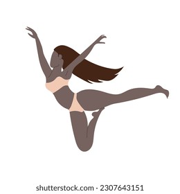 Abstract white woman dancing vector illustration.