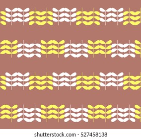 Abstract white and yellow leaves design on crimson background pattern seamless backdrop wallpaper. Vector image