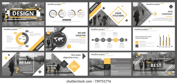 Abstract white, yellow, slides. Brochure cover design. Fancy info banner frame. Creative set of infographic elements. Urban. Title sheet model set. Modern vector.  Presentation templates, corporate.