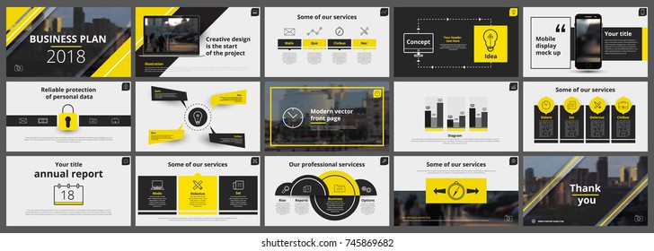 Abstract white, yellow, slides. Brochure cover design. Fancy info banner frame. Creative set of infographic elements. Urban. Title sheet model set. Modern vector.  Presentation templates, corporate. - Shutterstock ID 745869682