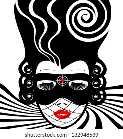 abstract white-black woman's face with carnival mask-target