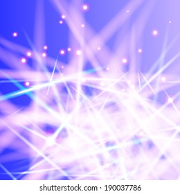 Abstract white-blue background with glares like as crystals of ice