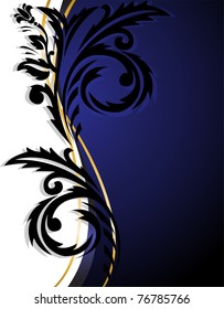 abstract white-blue background with vertical black ornament