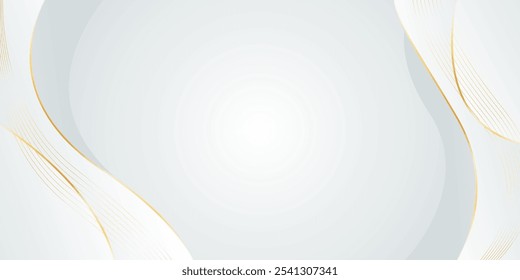 Abstract white-gray luxury background with gold lines. Elegant wave modern wallpaper. Template banner background for sales, ads, events, awards, web, pages, and others