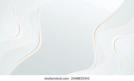 Abstract white-gray luxury background with gold lines. Elegant wave modern wallpapers. Suitable for templates, banners, cards, sales, ads, events, awards, web and pages