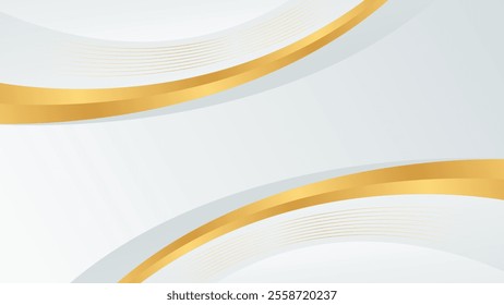 Abstract white-gray luxury curved background with gold lines. Elegant modern wallpapers. Suitable for templates, banners, cards, sales, ads, events, awards, web and pages