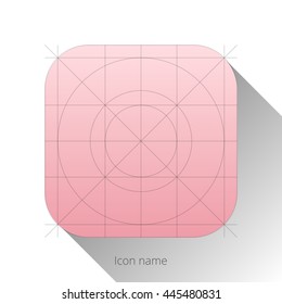 Abstract white-pink app icon, blank button template with flat designed shadow and gradient background for internet sites, web user interfaces (UI) and applications (apps). Vector illustration.