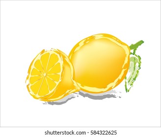 Abstract whole and half lemons