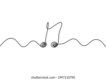 Abstract whole note as continuous lines drawing on white background. Vector
