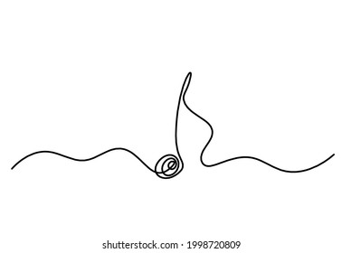 Abstract whole note as continuous lines drawing on white background. Vector