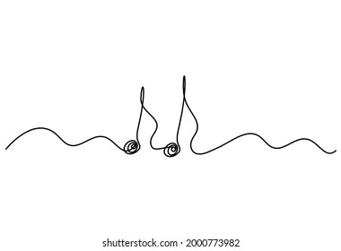 Abstract whole note as continuous lines drawing on white background. Vector