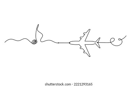 Abstract whole note with plane as continuous lines drawing on white background. Vector
