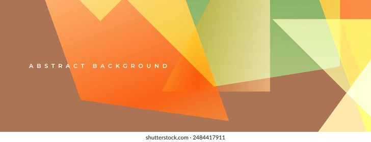 Abstract wide background with geometric shapes in autumn colors. Modern multicolored abstract banner in retro colors. Vector illustration