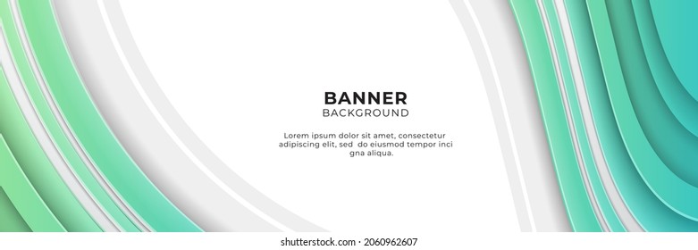 Abstract wide banner background with geometric shapes, stripes, waves, and technology digital elements