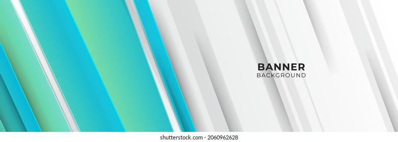 Abstrakter, breiter Bannerhintergrund mit geometrischen Formen, Streifen, Wellen und digitalen Elementen der Technologie