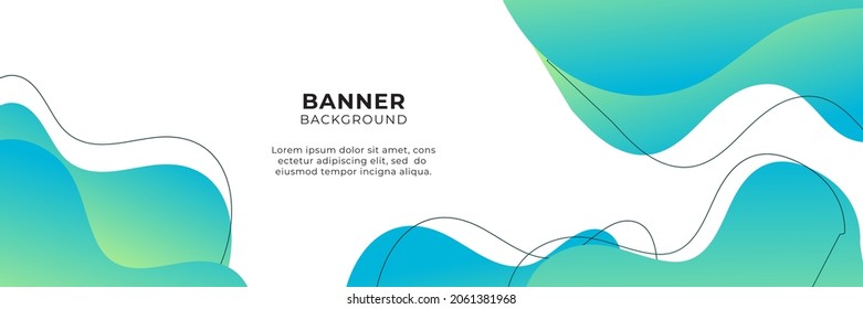 Abstract wide banner background with geometric shapes, stripes, waves, and technology digital elements