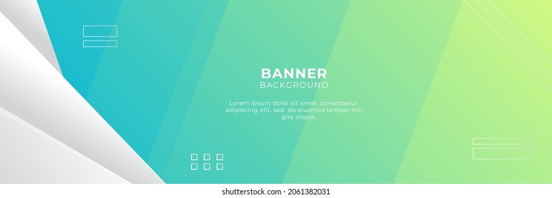 Abstract wide banner background with geometric shapes, stripes, waves, and technology digital elements