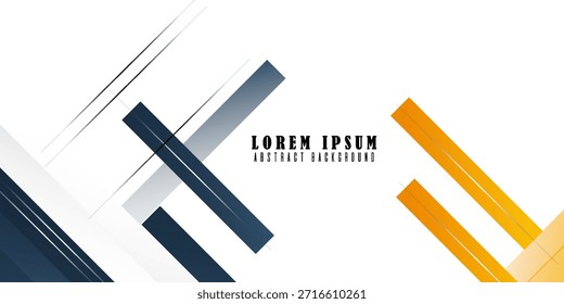 Abstract wide banner background with space for text. Modern dark blue and yellow geometric shapes with shadow. Elegant design. Suit for bussines, banners