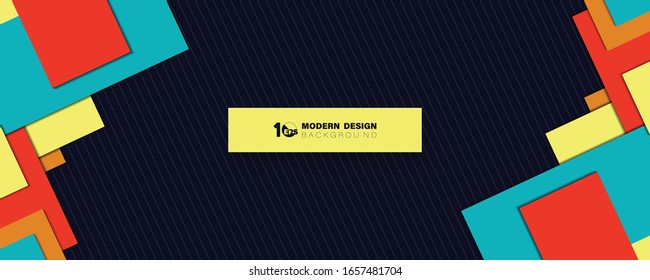 Abstract wide overlap square geometric of colorful overlap template design background. Decorate for ad, poster, artwork, template design, print. illustration vector eps10