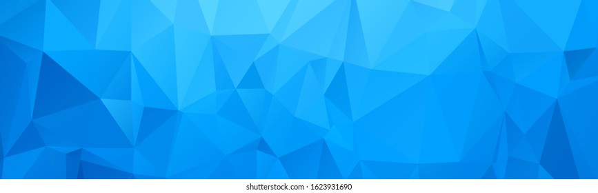 Abstract Wide Polygonal Blue Triangle Banner Texture