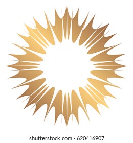 Abstract wide round gold frame. Template for creating icons, logos. Grunge element for the design of posters and flyers.