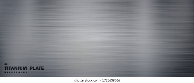 Abstract wide solid silver titanium plate material with grunge line pattern decorative background. Use for ad, poster, artwork, template design. illustration vector eps10