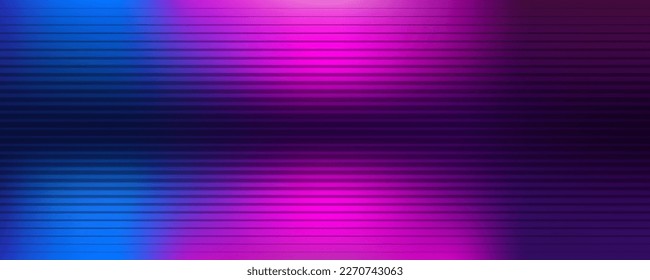 Abstract wide striped lined horizontal glowing background. Scan screen. Technological blue ultraviolet futuristic card with stripes. Vector illustration