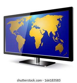Abstract Widescreen lcd display with world map
