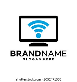 Abstract Wifi Computer Icon Logo Design Template Illustration Vector