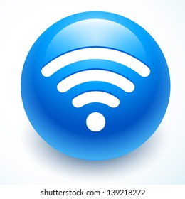 abstract wifi icon on blue background