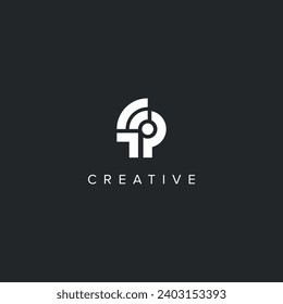 Resumen de logotipo wifi con plantilla vectorial de letra FP PF.