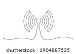 Abstract wi-fi point sign. Continuous one line drawing icon. Vector illustration