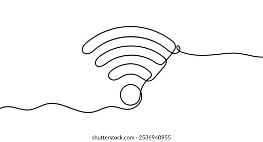 Sinal de ponto wi-fi abstrato. Ícone de desenho contínuo de uma linha. Ilustração vetorial