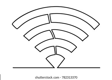 Abstract wi-fi sign. Continuous line drawing icon. Vector illustration