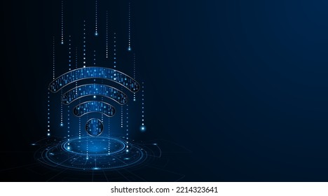 Abstract Wifi Symbol. Concept Of Circuit Board Technology, Internet Signal Or Wireless Connection. Vector Illustration
