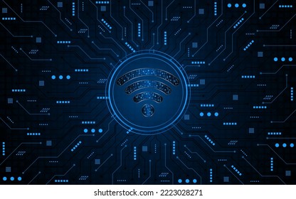 Abstract Wifi Symbol. Concept Of Circuit Board Technology, Internet Signal Or Wireless Connection. Vector Illustration
