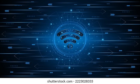 Abstract Wifi Symbol. Concept Of Circuit Board Technology, Internet Signal Or Wireless Connection. Vector Illustration
