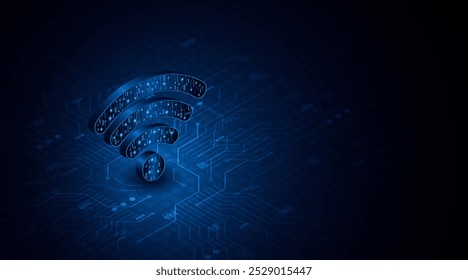 Abstract wifi symbol. Concept of communication technology, internet signal or wireless connection.	