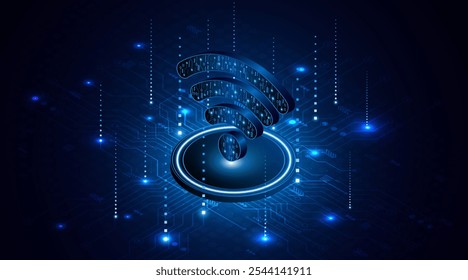 Símbolo de wifi abstrato. Conceito de tecnologia de comunicação, sinal de internet ou conexão sem fio.	