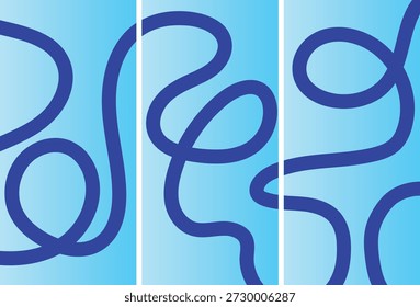 Abstract wiggly squiggly line vector illustration. Abstract gradient wavy line loop forming dynamic wavy curve perfect for posters, tech arts.