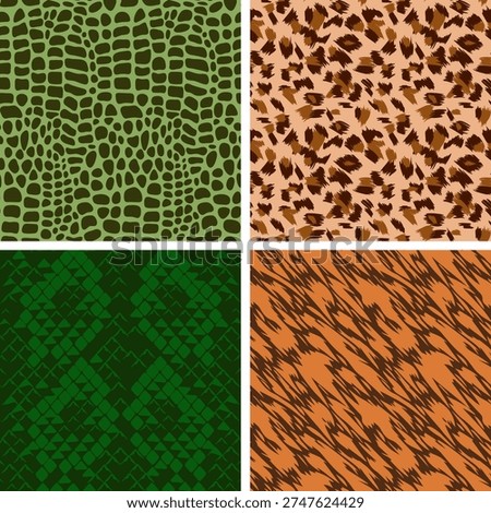 Abstract Wild Animal Skin Textures: Stylized Reptile and Predator Fur Patterns for Sustainable Fashion Branding and Digital Wrapping