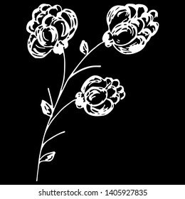 Abstract wild berries outline icon isolated on black background. Creative luxury fashion logotype concept icon. Hand Drawn vector illustration. Wild berries logo