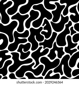 Abstract wild big cat spot texture background on black and white, seamless pattern, vector illustration