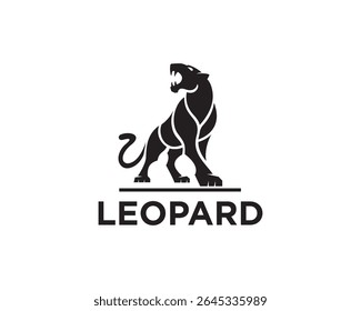 abstract wild cat, leopard, cheetah, panther roaring logo icon symbol design template illustration inspiration