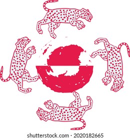 Abstract wild cats in pink, vector