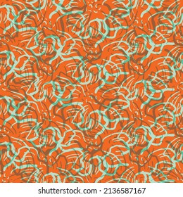 Abstract wild meadow flower weave texture seamless vector pattern background. Tropical floral line art textural design. Hand drawn outline scribble flowers Woven loop effect botanical repeat