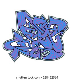 Abstract wild style blue graffiti 